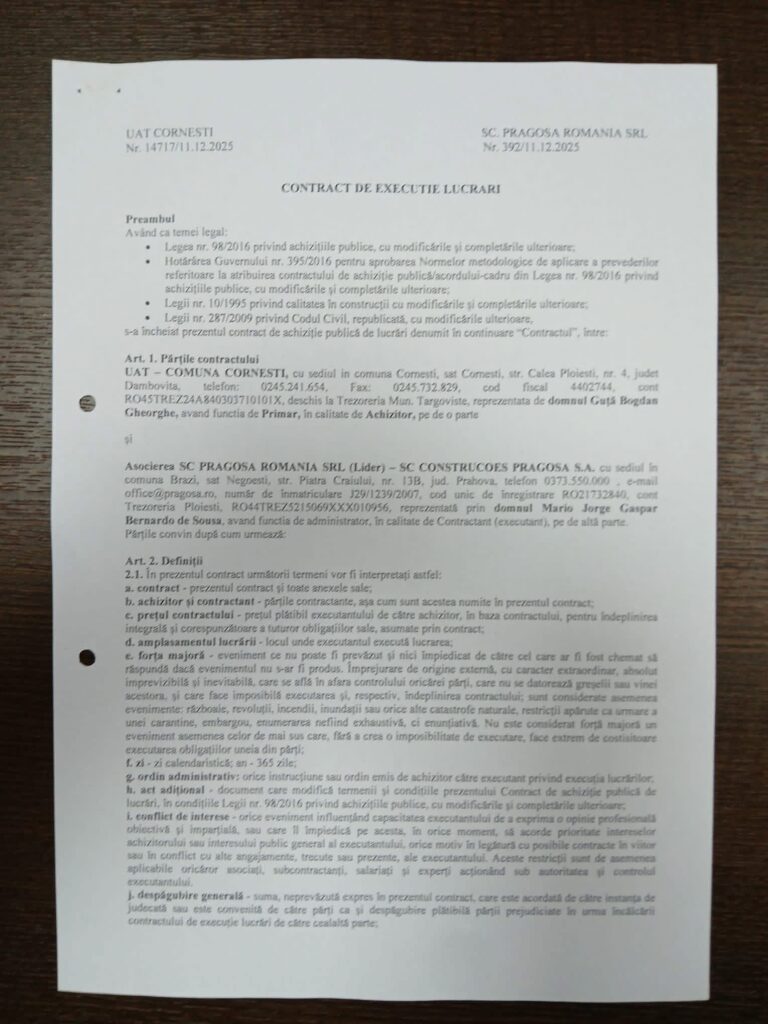 Bogdan Guță, primarul Comunei Cornești din Județul Dâmbovița,  atrage investiții record: peste 20 de milioane de lei pentru educație și semnarea contractului de execuție pentru podul peste Cricovul Dulce