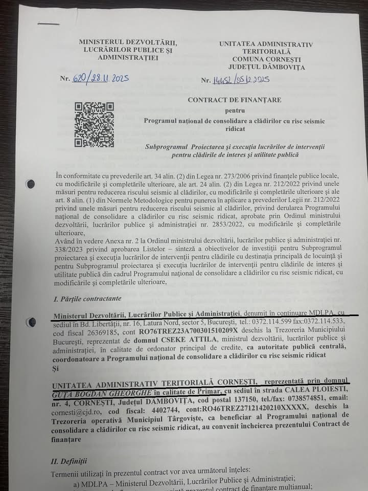 Bogdan Guță, primarul Comunei Cornești din Județul Dâmbovița,  atrage investiții record: peste 20 de milioane de lei pentru educație și semnarea contractului de execuție pentru podul peste Cricovul Dulce
