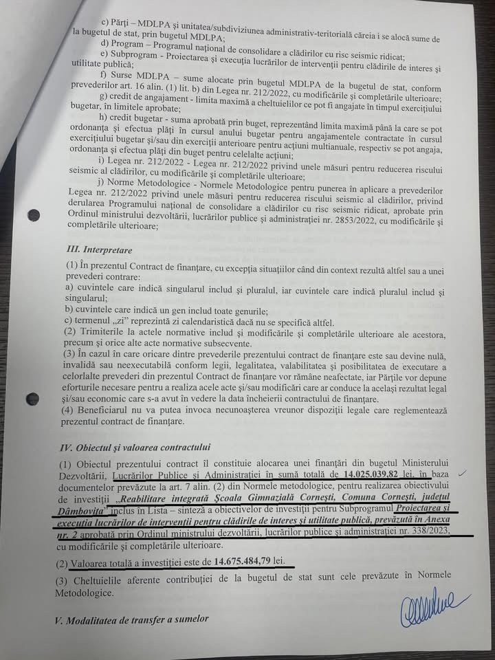 Bogdan Guță, primarul Comunei Cornești din Județul Dâmbovița,  atrage investiții record: peste 20 de milioane de lei pentru educație și semnarea contractului de execuție pentru podul peste Cricovul Dulce